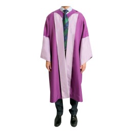 Design purple contrasting lilac graduation gown Customized black plush gold rope graduation cap Master of Surgery (MS) University of Hong Kong Graduation gown manufacturer DA522 Design purple contrasting lilac graduation gown Customized black plush gold rope graduation cap Master of Surgery (MS) University of Hong Kong Graduation gown manufacturer DA522